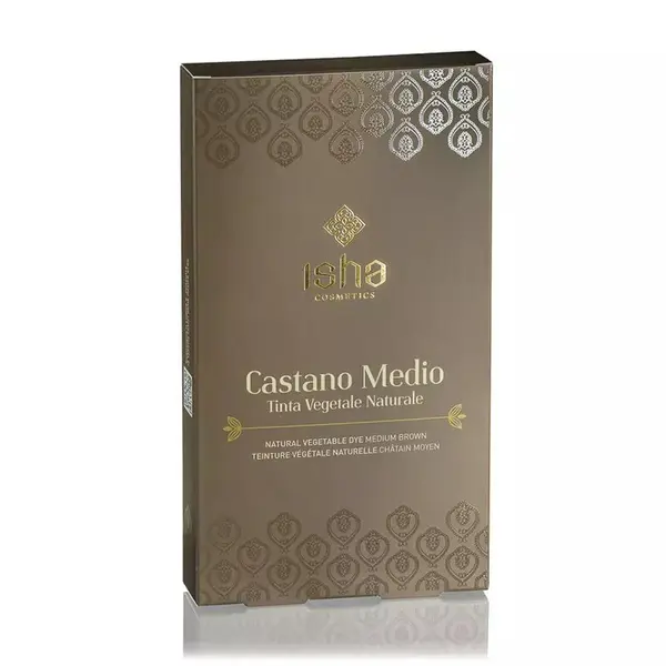 Vopsea de par naturala castaniu - mediu 100g Isha
