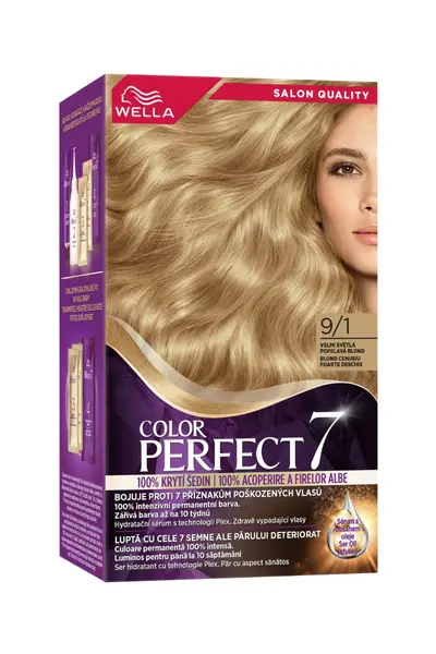 Vopsea de par permanenta Blond Cenusiu Foarte Deschis 9/1 Color Perfect, 135ml, Wella