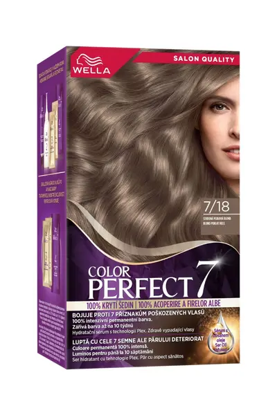 Vopsea de par permanenta Blond Perlat Rece 7/18 Color Perfect, 135ml, Wella