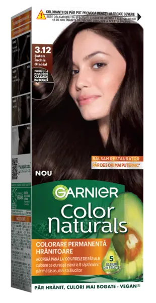Vopsea de par permanenta Color Naturals 3.12 Saten Inchis Glacial, 112ml, Garnier