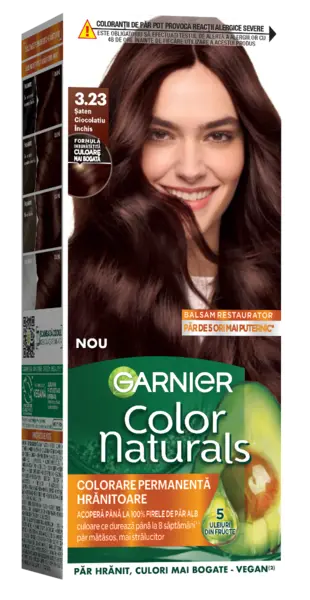 Vopsea de par permanenta Color Naturals 3.23 Saten Ciocolatiu Inchis, 112ml, Garnier