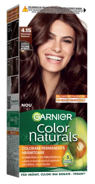 Vopsea de par permanenta Color Naturals 4.15 Ciocolata Amaruie, 112ml, Garnier