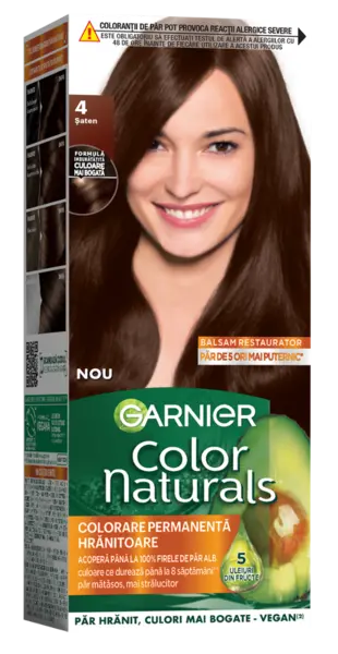 Vopsea de par permanenta Color Naturals 4 Saten, 112ml, Garnier