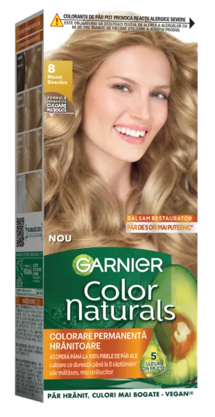 Vopsea de par permanenta Color Naturals 8 Blond Deschis, 112ml, Garnier