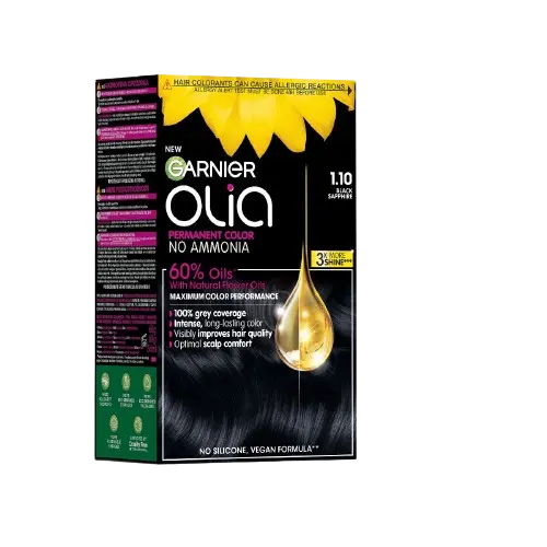Vopsea de par permanenta fara amoniac 1.10 Black Sapphire Olia, 174ml, Garnier