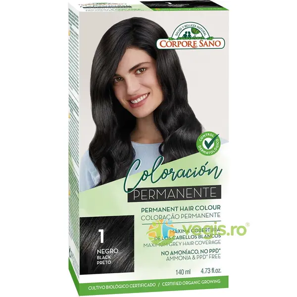 Vopsea de Par Permanenta fara Amoniac 1 - Negru 140ml