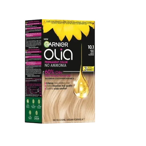 Vopsea de par permanenta fara amoniac 10.1 Ashy Very Light Blonde Olia, 174ml, Garnier