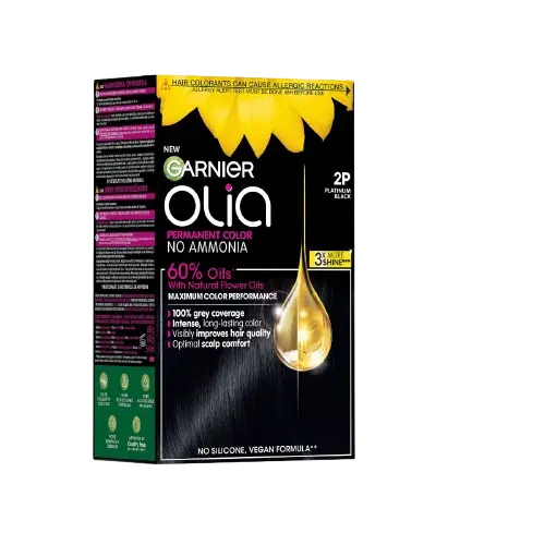 Vopsea de par permanenta fara amoniac 2P Platinum Black Olia, 174ml, Garnier