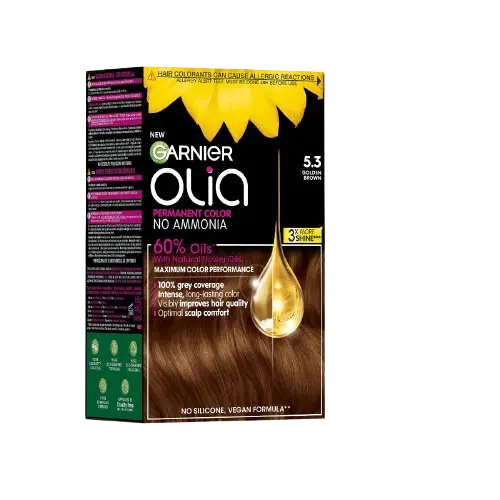 Vopsea de par permanenta fara amoniac 5.3 Golden Brown Olia, 174ml, Garnier