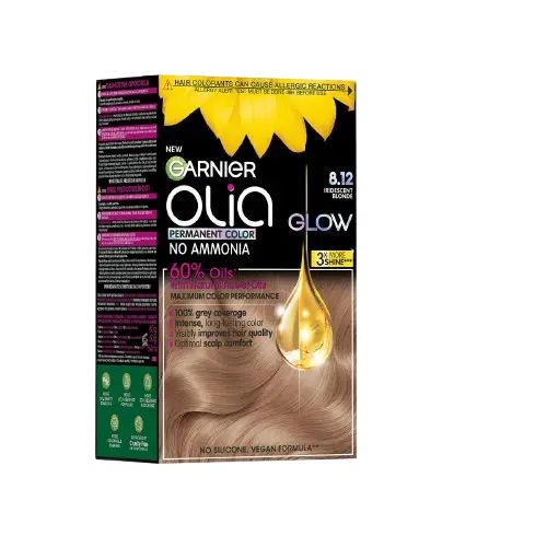 Vopsea de par permanenta fara amoniac 8.12 Iridescent Blonde Olia, 174ml, Garnier