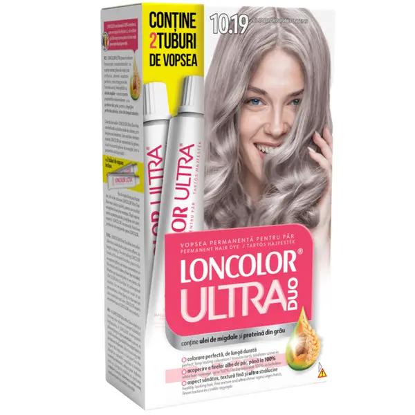 Vopsea de par permanenta Ultra Duo Max Nr. 10.19, 200ml, Loncolor