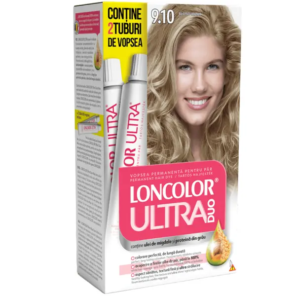 Vopsea de par permanenta Ultra Duo Max Nr. 9.10, 200ml, Loncolor