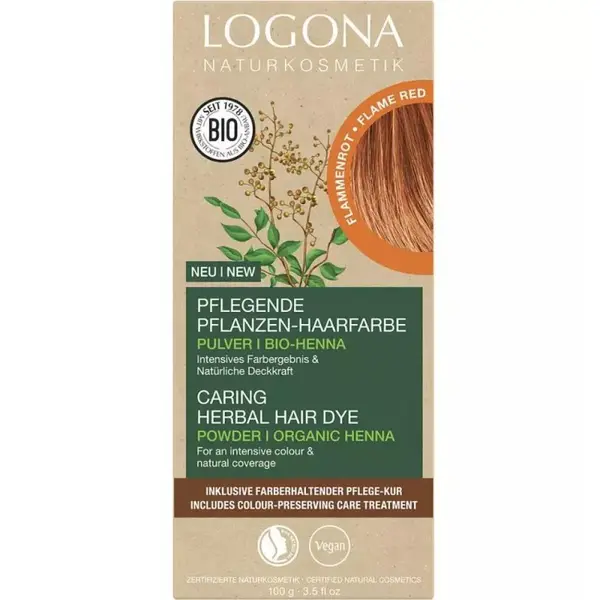 Vopsea de Par Pulbere, Bio, pe Baza de Plante, Rosu Foc, 100 g, Logona