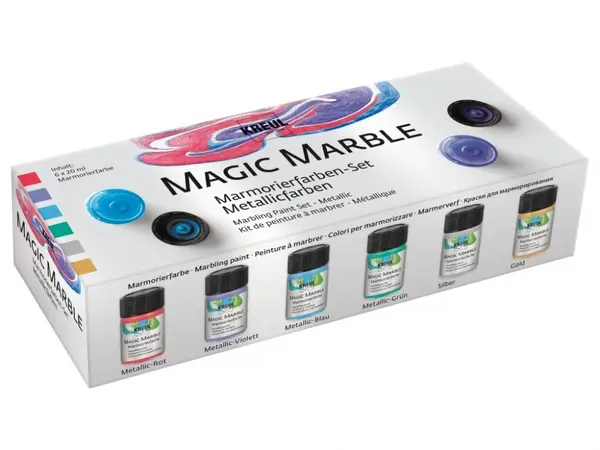 Vopsea efect imersie marmorata Magic Marble Marbling Metallic Kreul, 6 culori x 20 ml
