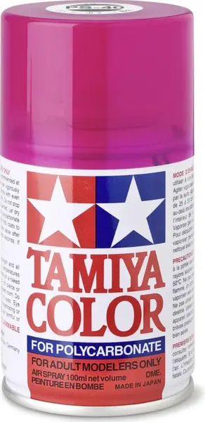 Vopsea spray Tamiya pentru suprafete transparente din policarbonat - PS-40 Translucent Pink, clear (100 ml) (TAM86040)