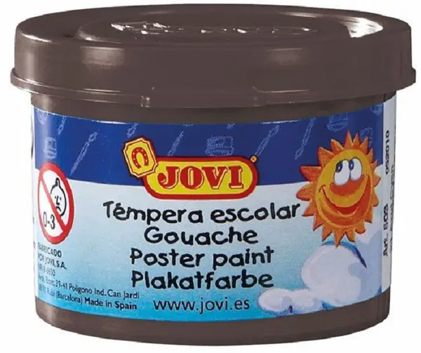 Vopsea tempera Jovi - negru, în borcane, 5 x 35 ml