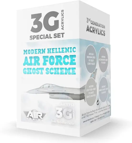 Vopsele acrilice de nouă generație AK Interactive - Modern Hellenic Air Force Ghost Scheme AK11753 (4 x 17 ml)
