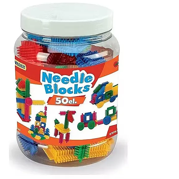 Wader Joc de constructie Wader Needle Blocks 50 bucati, 50 piese, plastic, pentru copii