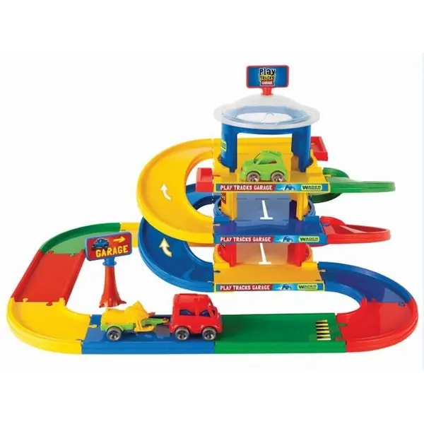 Wader Jucarie Wader Play Tracks 3-Level Garage, garaj auto 3 niveluri, pista 4.6 m, 3 vehicule incluse