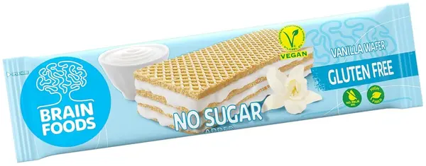 Wafel cu vanilie, fără zahăr adăugat, 30 g, Brain Foods