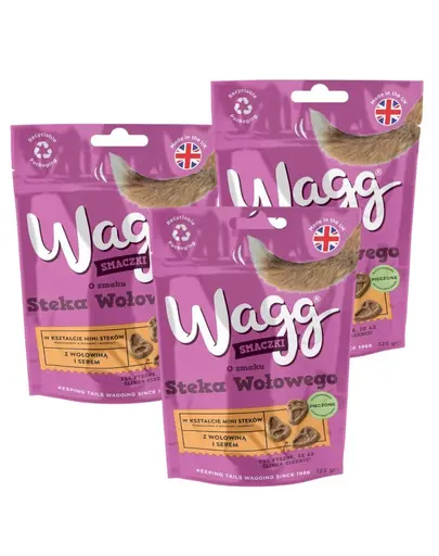 WAGG recompense cu vită pentru câini 3x125g