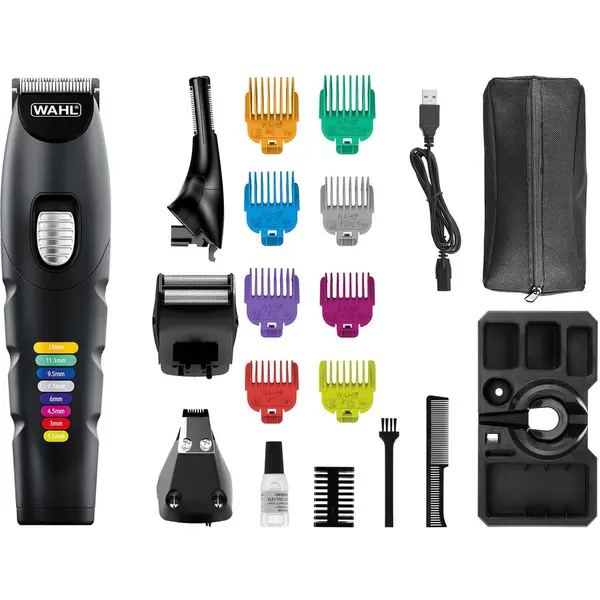 Wahl Aparat multiunctional Wahl Color Trim Advanced multigroomer 09893-0464, 100 – 240 V, 50-60 Hz, husa inclusa, Negru