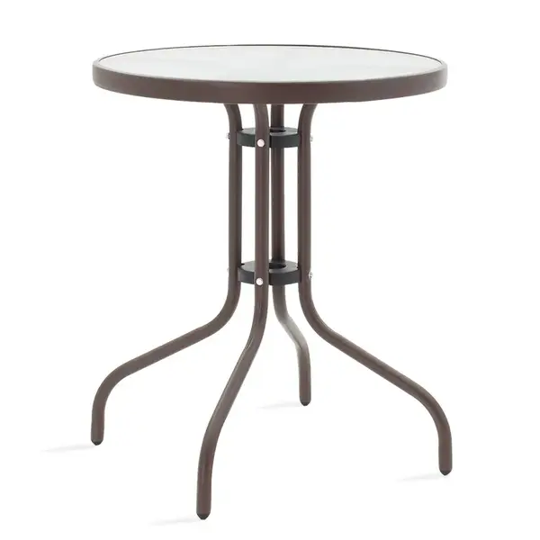 Watson pakoworld masa metalica maro-sticla D60x70cm Watson pakoworld masă metalică maro-sticlă D60x70cm