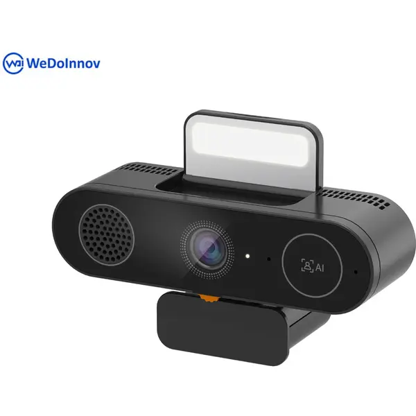 WeDoInnov Webcam Personal Office Mini 2, 5.0 Mega-pixel(2K), 2 mics, captare voce 3-5m, difuzor, Urmarire faciala AI