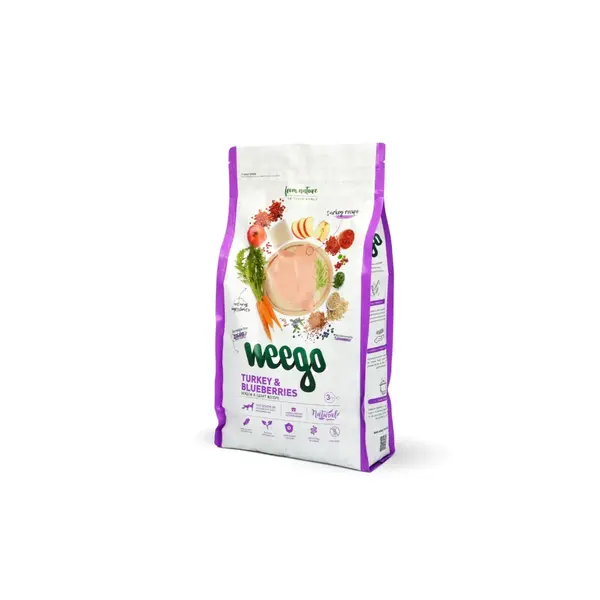 WEEGO Senior & Light Recipe, XS-XL, Curcan și afine, hrană uscată câini senior, obezitate, 3kg