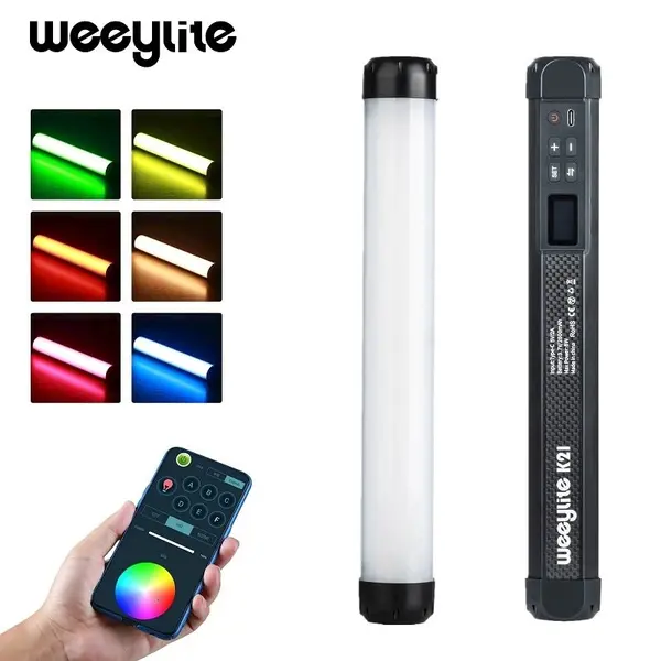 Weeylite K21 Baston LED RGB Portabil, Temperatura Culoare 2500K-8500K, CRI Ridicat, Magnet Incorporat, Design Poligonal