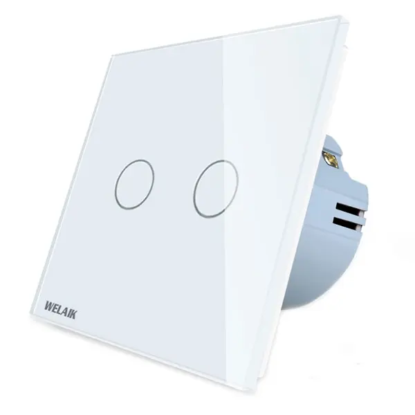 Welaik Intrerupator dublu cu touch Welaik panou din sticla, Alb