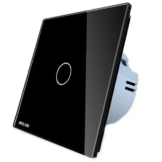 Welaik Intrerupator simplu cu touch Welaik panou din sticla, Negru