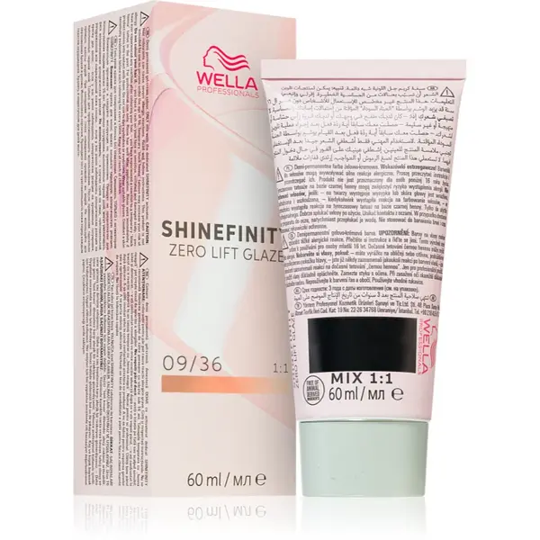 Wella Professionals Shinefinity Zero Lift Glaze vopsea de păr demipermanentă culoare 09/36 - Vanilla Glaze 60 ml