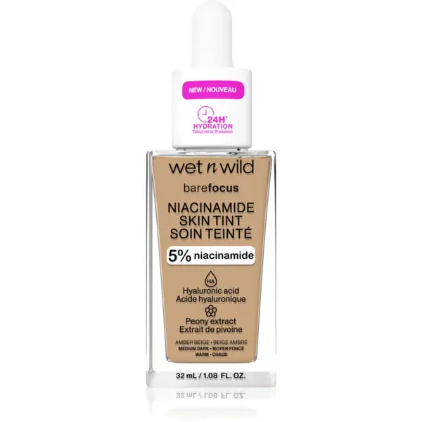 Wet n Wild BareFocus Niacinamide Skin Tint machiaj ușor de hidratare culoare Amber Beige (Warm) 32 ml