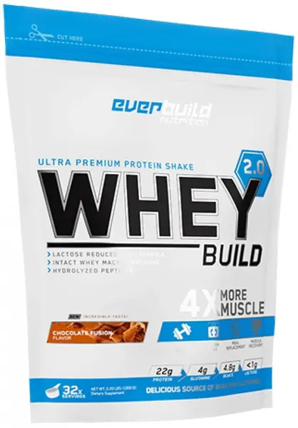Whey Build 2.0, căpșună, 1000 g, Everbuild