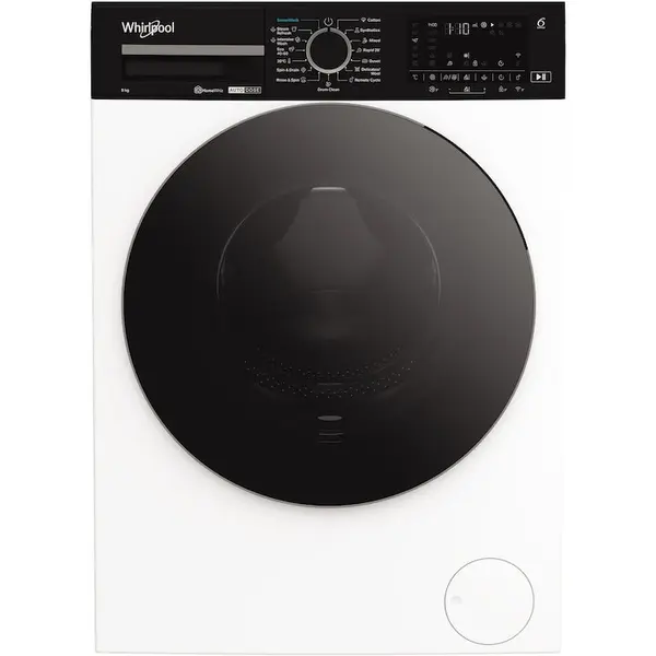Whirlpool Masina de spalat rufe Whirlpool WPM911WADSEE, 9 kg, 1400 rpm, Clasa A, Motor Inverter, Tehnologia al 6-lea Simt, Display digital, Alb