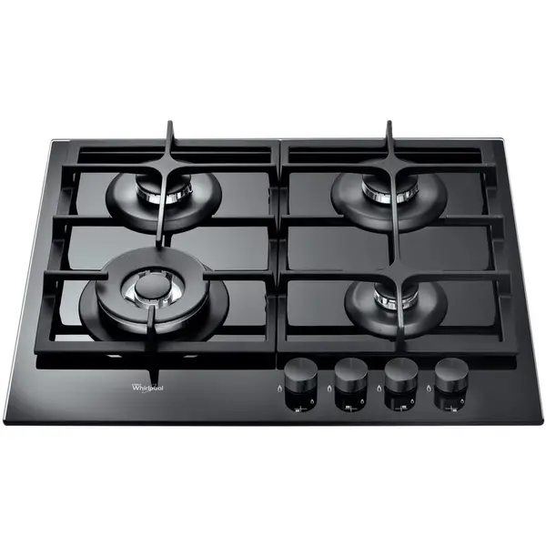 Whirlpool Plita incorporabila Whirlool GOA 6425/NB1, Gaz, 4 arzatoare, Siguranta arzatoare, Wok, Gratare fonta, 60 cm, Negru