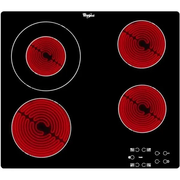 Whirlpool Plita incorporabila Whirlpool AKT 8130/NE, Electrica, Vitroceramica, 4 Zone de gatit, Panou digital, Timer, 58 cm, Negru