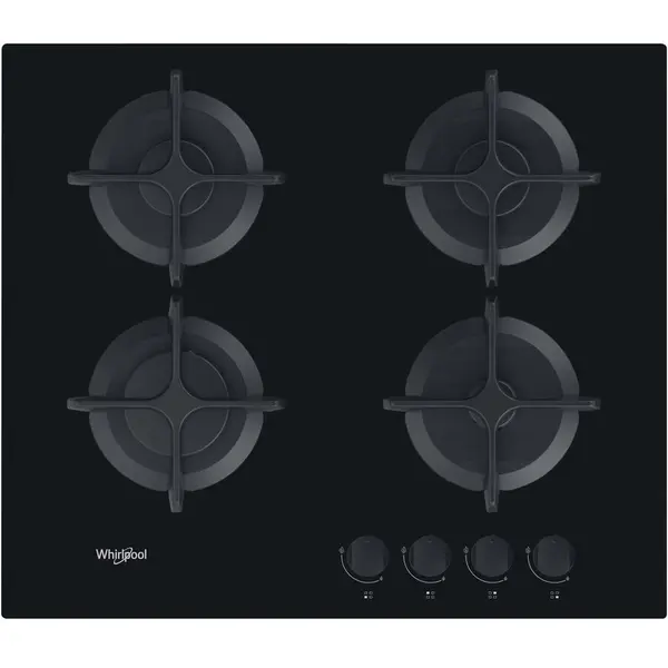 Whirlpool Plita Incorporabila Whirlpool AKT616NB, Gaz, 4 zone de gatit, 7300w, 59cm, Negru