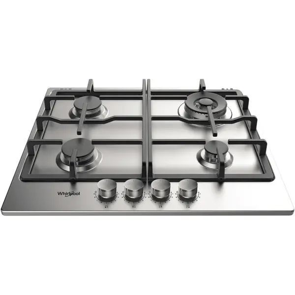 Whirlpool Plita incorporabila Whirlpool TKRL 661 IX EU, Gaz, 4 zone gatit, Gratar fonta, Aprindere electirca, 60 cm, Inox