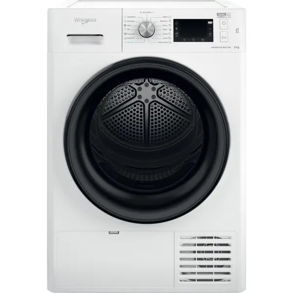 Whirlpool Uscator de rufe Whirlpool FFTM229X2BEE, Pompa de caldura, 9 kg, Clasa E, Motor Inverter, Freshcare+, Tehnologia al 6-lea Simt, Alb