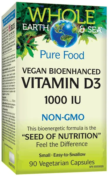 Whole Earth & Sea Vitamin D3, 1000 IU, 90 capsule, Natural Factors
