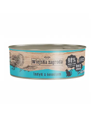 WIEJSKA ZAGRODA Adult Hrana umeda pentru pisici adulte, cu somon si curcan 6x85 g