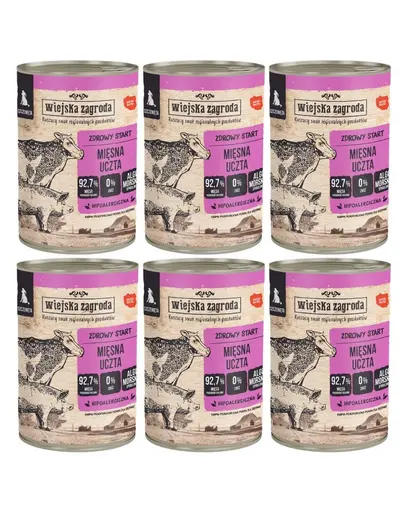 WIEJSKA ZAGRODA Conservă hrană pentru căței festin de carne 6x400 g