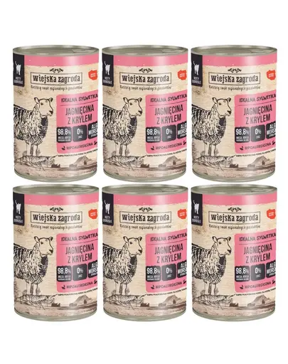 WIEJSKA ZAGRODA Conserva hrana pisici, cu miel si krill 6x400g