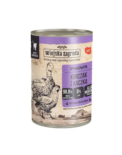 WIEJSKA ZAGRODA Conserva pui cu rata, pentru pisici 24x400 g
