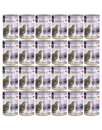 WIEJSKA ZAGRODA Hrana umeda mono-proteica pentru pisici, cu prepelita 24x400 g