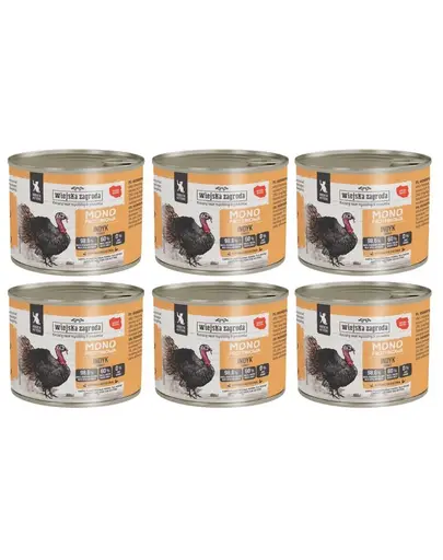 WIEJSKA ZAGRODA Hrană umedă monoproteică cu curcan pentru pisici 6x200 g