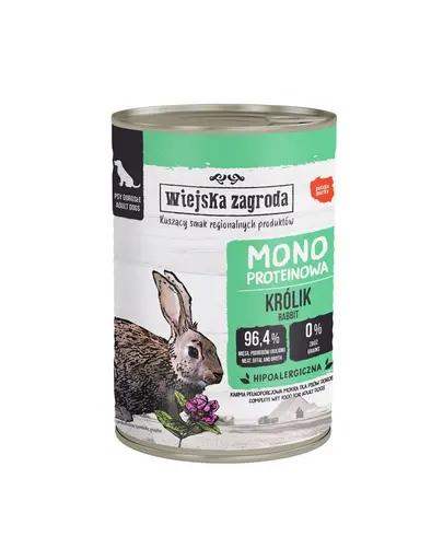 WIEJSKA ZAGRODA Hrană umedă monoproteică cu iepure pentru câini 400 g