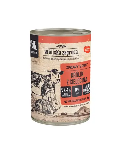 WIEJSKA ZAGRODA hrană umedă pentru pisoi iepure cu vițel 400 g
